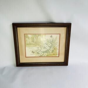 Vintage Turner Products Butterfly Flowers Print 15 5/8 x 12 3/4”